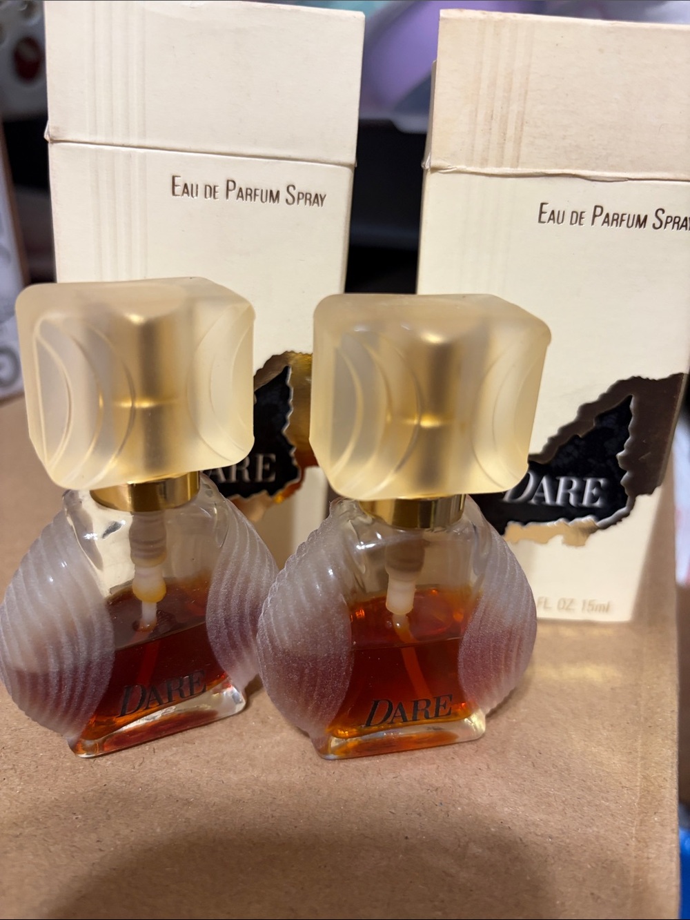 Dare Eau de Parfum spray Mini Bottle Duo - Amber & Frosted Glass